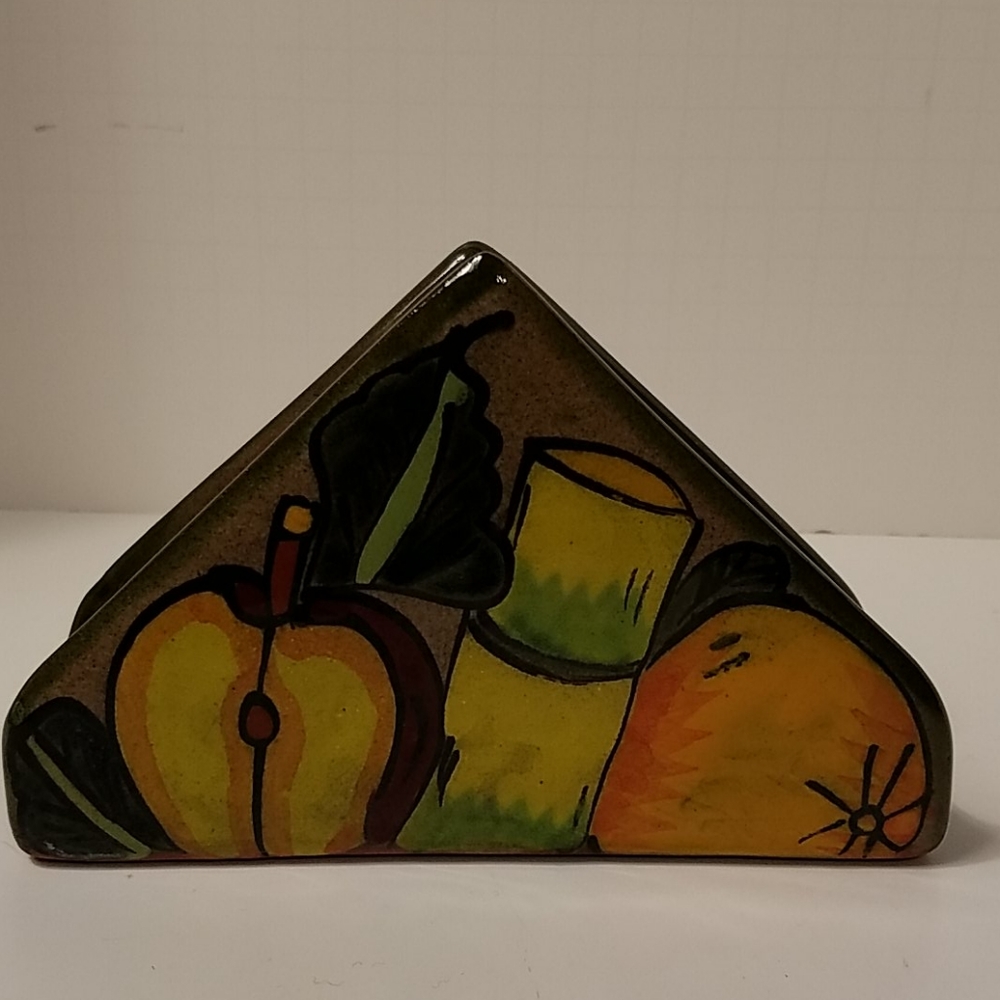 Vintage Glazed Terracotta Napkin Holder